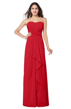 ColsBM Angelina Red Cute A-line Sleeveless Zip up Chiffon Sash Plus Size Bridesmaid Dresses