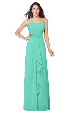ColsBM Angelina Seafoam Green Cute A-line Sleeveless Zip up Chiffon Sash Plus Size Bridesmaid Dresses