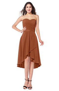 ColsBM Karina Bombay Brown Elegant A-line Strapless Sleeveless Ruching Plus Size Bridesmaid Dresses