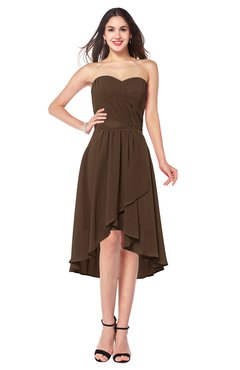 ColsBM Karina Chocolate Brown Elegant A-line Strapless Sleeveless Ruching Plus Size Bridesmaid Dresses