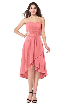 ColsBM Karina Coral Elegant A-line Strapless Sleeveless Ruching Plus Size Bridesmaid Dresses