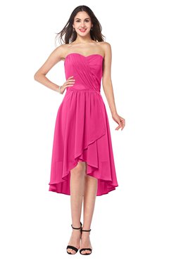 ColsBM Karina Fandango Pink Elegant A-line Strapless Sleeveless Ruching Plus Size Bridesmaid Dresses