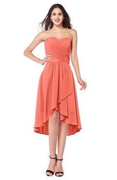ColsBM Karina Fusion Coral Elegant A-line Strapless Sleeveless Ruching Plus Size Bridesmaid Dresses