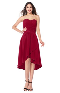 ColsBM Karina Maroon Elegant A-line Strapless Sleeveless Ruching Plus Size Bridesmaid Dresses