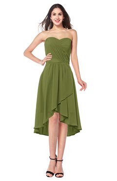 ColsBM Karina Olive Green Elegant A-line Strapless Sleeveless Ruching Plus Size Bridesmaid Dresses