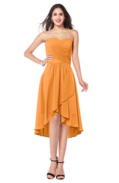 ColsBM Karina Orange Elegant A-line Strapless Sleeveless Ruching Plus Size Bridesmaid Dresses