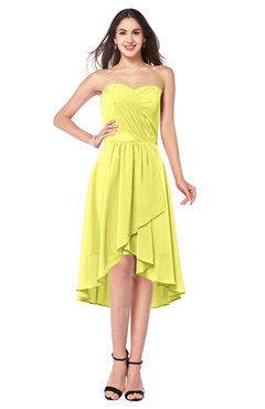 ColsBM Karina Pale Yellow Elegant A-line Strapless Sleeveless Ruching Plus Size Bridesmaid Dresses