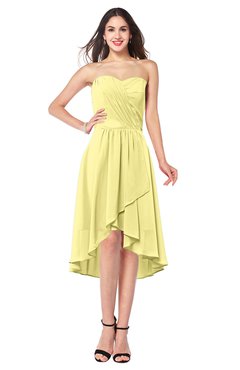 ColsBM Karina Pastel Yellow Elegant A-line Strapless Sleeveless Ruching Plus Size Bridesmaid Dresses