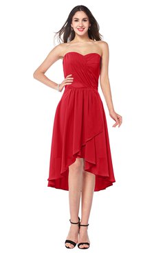ColsBM Karina Red Elegant A-line Strapless Sleeveless Ruching Plus Size Bridesmaid Dresses