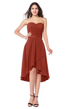 ColsBM Karina Rust Elegant A-line Strapless Sleeveless Ruching Plus Size Bridesmaid Dresses