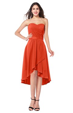 ColsBM Karina Tangerine Tango Elegant A-line Strapless Sleeveless Ruching Plus Size Bridesmaid Dresses