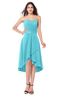 ColsBM Karina Turquoise Elegant A-line Strapless Sleeveless Ruching Plus Size Bridesmaid Dresses