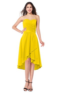 ColsBM Karina Yellow Elegant A-line Strapless Sleeveless Ruching Plus Size Bridesmaid Dresses
