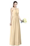 ColsBM Willa Apricot Gelato Simple Halter Criss-cross Straps Chiffon Floor Length Plus Size Bridesmaid Dresses