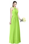 ColsBM Willa Bright Green Simple Halter Criss-cross Straps Chiffon Floor Length Plus Size Bridesmaid Dresses