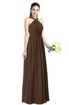 ColsBM Willa Chocolate Brown Simple Halter Criss-cross Straps Chiffon Floor Length Plus Size Bridesmaid Dresses