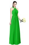 ColsBM Willa Classic Green Simple Halter Criss-cross Straps Chiffon Floor Length Plus Size Bridesmaid Dresses