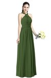 ColsBM Willa Garden Green Simple Halter Criss-cross Straps Chiffon Floor Length Plus Size Bridesmaid Dresses
