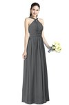 ColsBM Willa Grey Simple Halter Criss-cross Straps Chiffon Floor Length Plus Size Bridesmaid Dresses