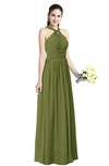 ColsBM Willa Olive Green Simple Halter Criss-cross Straps Chiffon Floor Length Plus Size Bridesmaid Dresses