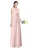 ColsBM Willa Pastel Pink Simple Halter Criss-cross Straps Chiffon Floor Length Plus Size Bridesmaid Dresses