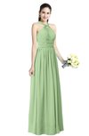 ColsBM Willa Sage Green Simple Halter Criss-cross Straps Chiffon Floor Length Plus Size Bridesmaid Dresses