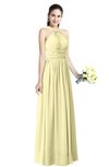 ColsBM Willa Soft Yellow Simple Halter Criss-cross Straps Chiffon Floor Length Plus Size Bridesmaid Dresses