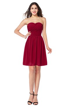 ColsBM Gabriela Dark Red Sexy Sweetheart Sleeveless Short Ribbon Plus Size Bridesmaid Dresses