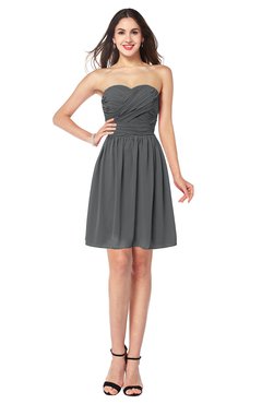ColsBM Gabriela Grey Sexy Sweetheart Sleeveless Short Ribbon Plus Size Bridesmaid Dresses