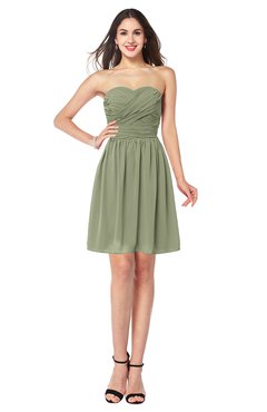 ColsBM Gabriela Moss Green Sexy Sweetheart Sleeveless Short Ribbon Plus Size Bridesmaid Dresses