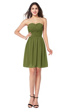 ColsBM Gabriela Olive Green Sexy Sweetheart Sleeveless Short Ribbon Plus Size Bridesmaid Dresses
