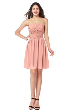 ColsBM Gabriela Peach Sexy Sweetheart Sleeveless Short Ribbon Plus Size Bridesmaid Dresses