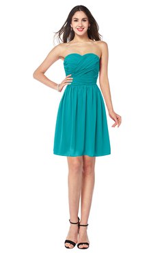 ColsBM Gabriela Teal Sexy Sweetheart Sleeveless Short Ribbon Plus Size Bridesmaid Dresses