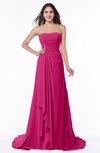 ColsBM Teresa Beetroot Purple Traditional A-line Strapless Lace up Chiffon Brush Train Plus Size Bridesmaid Dresses