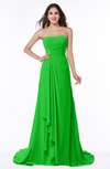 ColsBM Teresa Classic Green Traditional A-line Strapless Lace up Chiffon Brush Train Plus Size Bridesmaid Dresses