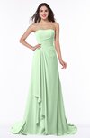 ColsBM Teresa Light Green Traditional A-line Strapless Lace up Chiffon Brush Train Plus Size Bridesmaid Dresses