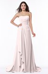 ColsBM Teresa Light Pink Traditional A-line Strapless Lace up Chiffon Brush Train Plus Size Bridesmaid Dresses