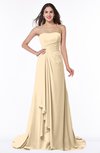 ColsBM Teresa Marzipan Traditional A-line Strapless Lace up Chiffon Brush Train Plus Size Bridesmaid Dresses
