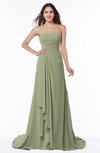 ColsBM Teresa Moss Green Traditional A-line Strapless Lace up Chiffon Brush Train Plus Size Bridesmaid Dresses