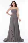 ColsBM Teresa Ridge Grey Traditional A-line Strapless Lace up Chiffon Brush Train Plus Size Bridesmaid Dresses