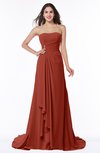 ColsBM Teresa Rust Traditional A-line Strapless Lace up Chiffon Brush Train Plus Size Bridesmaid Dresses