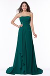 ColsBM Teresa Shaded Spruce Traditional A-line Strapless Lace up Chiffon Brush Train Plus Size Bridesmaid Dresses