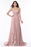 ColsBM Teresa Silver Pink Traditional A-line Strapless Lace up Chiffon Brush Train Plus Size Bridesmaid Dresses