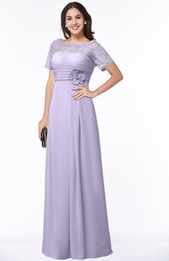 ColsBM Amanda Light Purple Traditional Short Sleeve Zip up Chiffon Floor Length Flower Bridesmaid Dresses