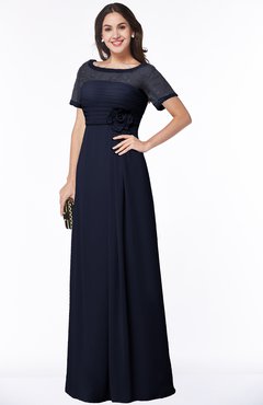 ColsBM Amanda Peacoat Traditional Short Sleeve Zip up Chiffon Floor Length Flower Bridesmaid Dresses