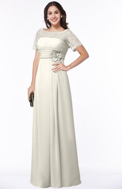 ColsBM Amanda Whisper White Traditional Short Sleeve Zip up Chiffon Floor Length Flower Bridesmaid Dresses