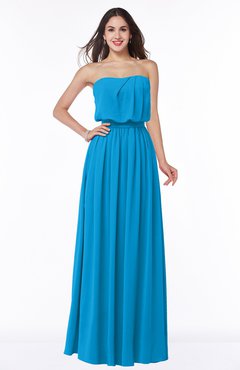 ColsBM Adelaide Cornflower Blue Romantic A-line Sleeveless Zipper Ribbon Plus Size Bridesmaid Dresses