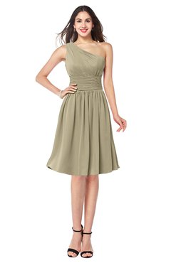 ColsBM Violet Candied Ginger Sexy Asymmetric Neckline Sleeveless Zip up Chiffon Knee Length Plus Size Bridesmaid Dresses