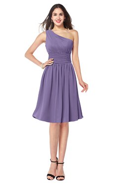 ColsBM Violet Lilac Sexy Asymmetric Neckline Sleeveless Zip up Chiffon Knee Length Plus Size Bridesmaid Dresses
