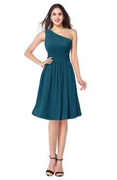 ColsBM Violet Moroccan Blue Sexy Asymmetric Neckline Sleeveless Zip up Chiffon Knee Length Plus Size Bridesmaid Dresses